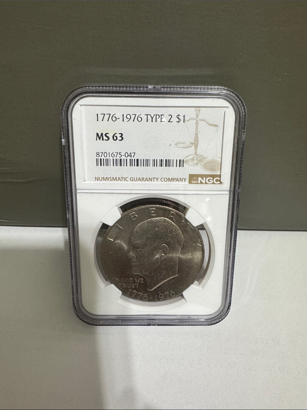 NGC Certified Silver Coin - 1776-1976 Type 2 Eisenhower Dollar MS63